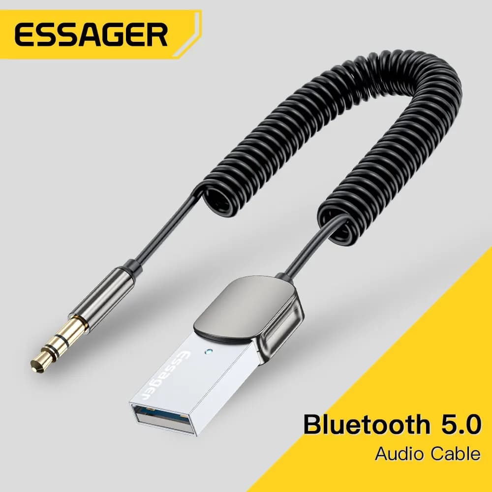إيسونجير محول بلوتوث USB إلى AUX، جهاز استقبال بلوتوث للسيارة، يدعم المكالمات بدون استخدام اليدين، إرسال BT