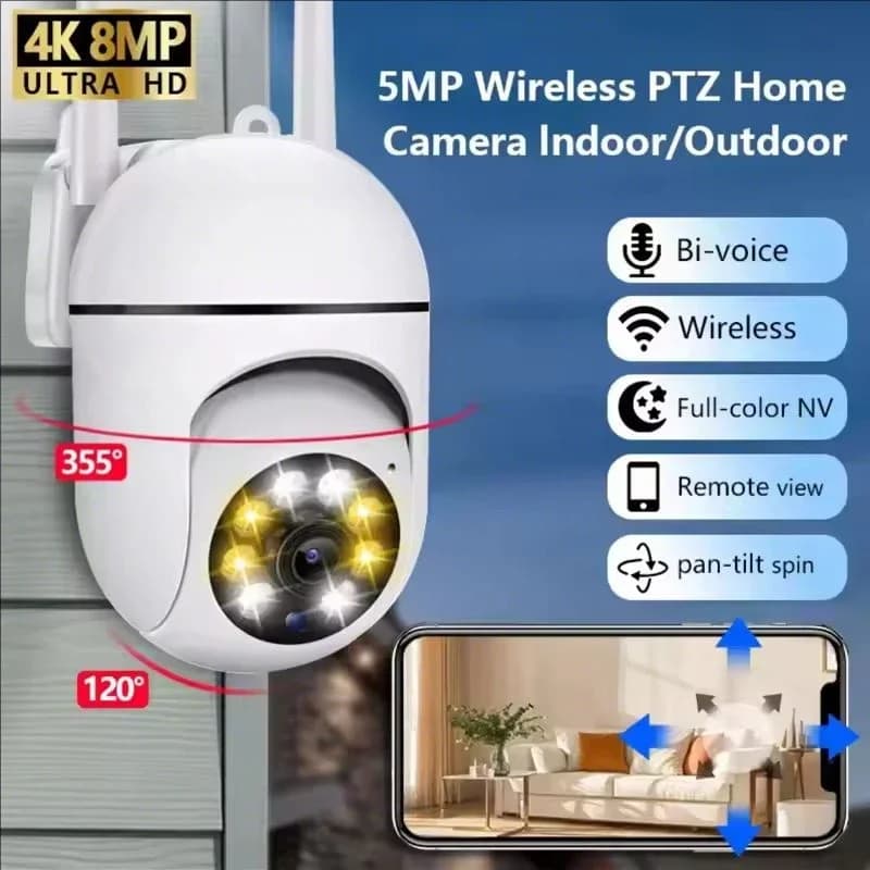 كاميرا مراقبة واي فاي 8 ميجابكسل PTZ كاميرا IP لاسلكية تكبير 8X تتبع بشري بالذكاء الاصطناعي صوت ثنائي الاتجاه رؤية ليلية ملونة كاميرا أمنية CCTV - 2