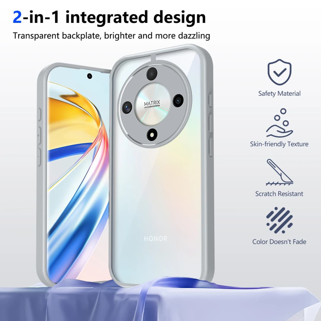 غطاء Honor Magic 8 Lite مع وسادة هوائية، إطار سيليكون مقاوم للصدمات، غطاء خلفي غير لامع شفاف، غطاء هاتف صلب لـ Honor Magic 8 Lite 5G - 2