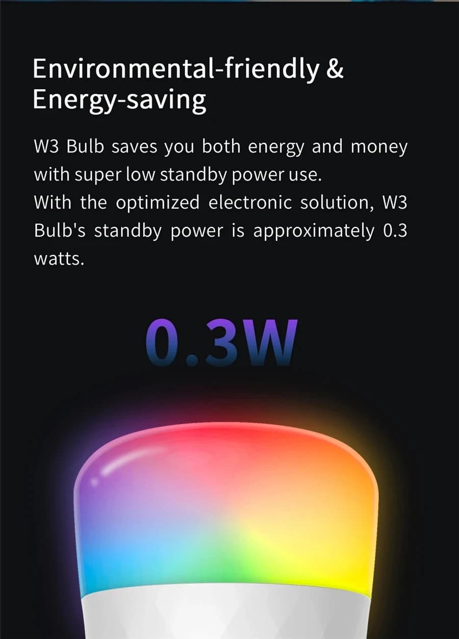 مصباح ليد ذكي Yeelight W3 E26 اتصالي واي فاي 850lm/900lm تحكم بالتطبيق لمنزل mi وأليكسا وجوجل وسمارت ثينجز وIFTTT - 3