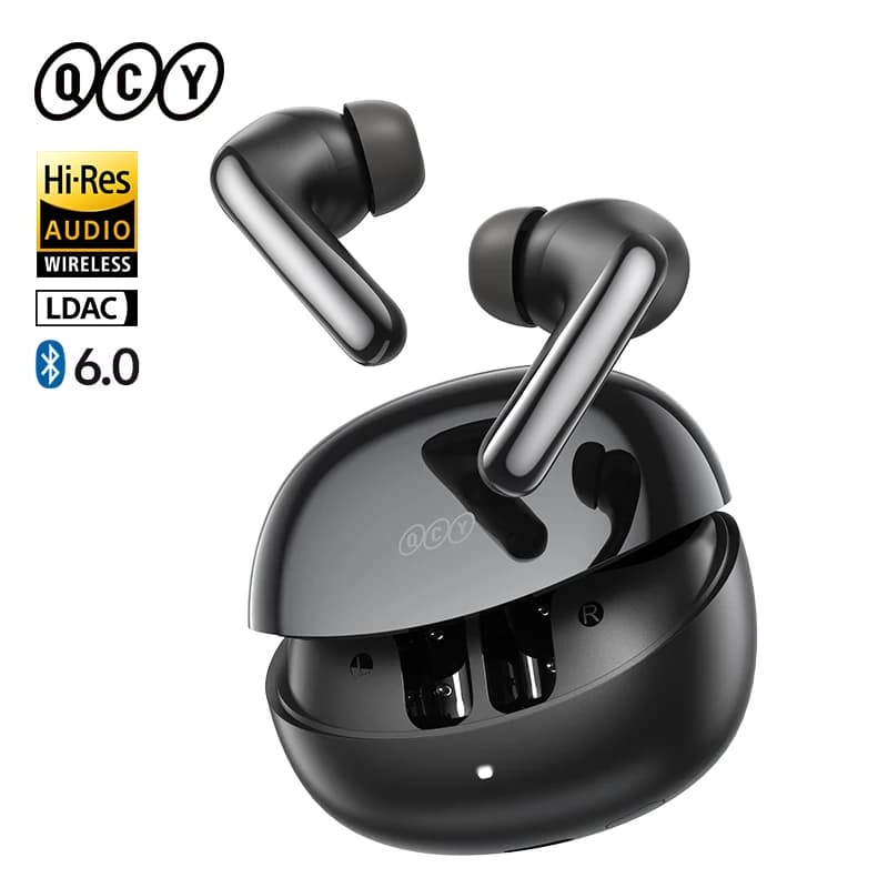 سماعات أذن QCY MeloBuds N60 بلوتوث 6.0 لاسلكية هايبرد ANC LDAC صوت عالي الدقة مع سماعات أذن ثنائية المحاور 45 ساعة BH25HT19A