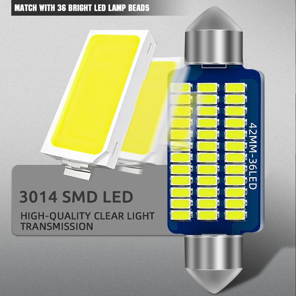 مصابيح LED للسيارة مقاس 31MM 36MM 39MM 41MM C5w C10W، إضاءة قبة Festoon، لوحة ترخيص، مصابيح باب وصندوق السيارة، أبيض DC 12V - 4