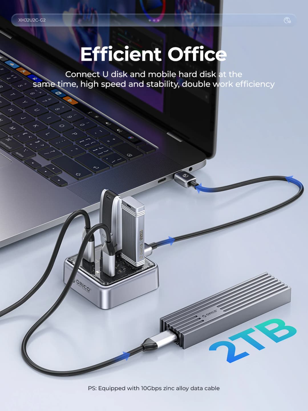ORICO USB3.2 Hub Splitter Metal Material Usb Hub 10Gbps With 2 USB A Port and 2 USB C Port for All Macbook Mac Mini - 5