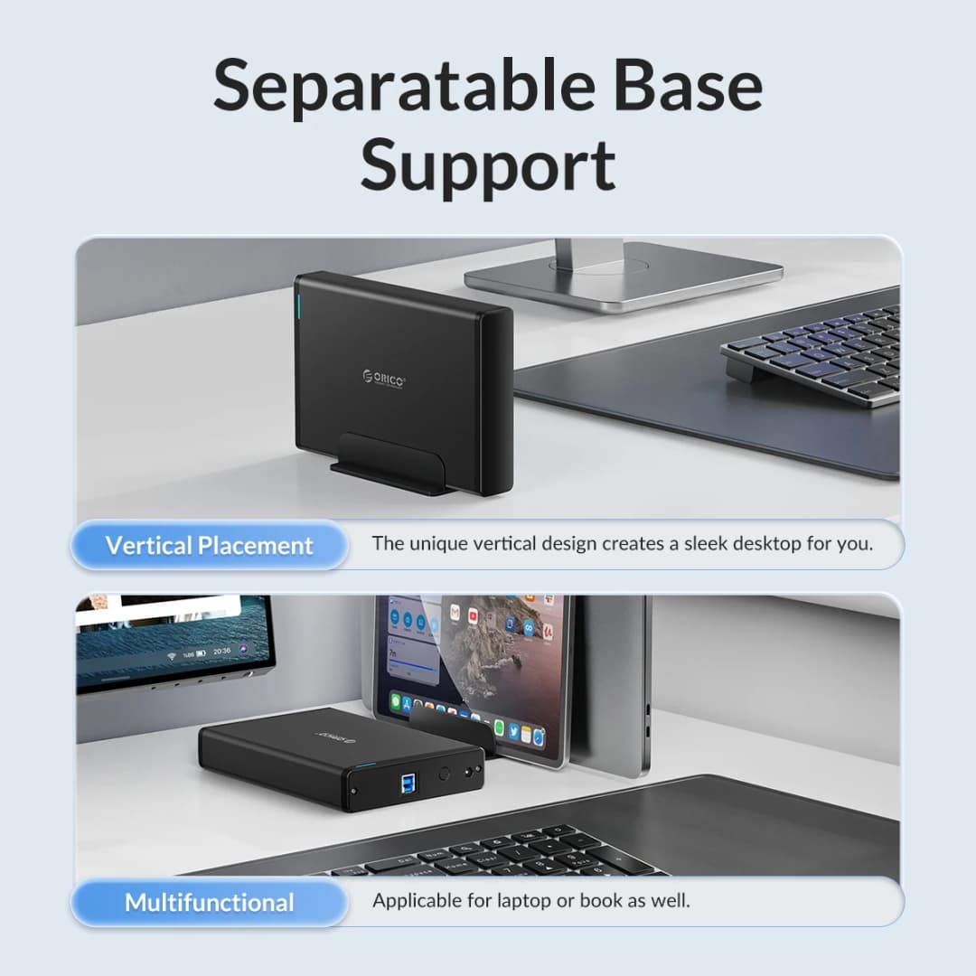 علبة أقراص صلبة ORICO 3.5 بوصة Type-C وUSB3.0 مع غلاف خارجي SATA إلى USB 3.1 لقارئ الأقراص الصلبة الخارجية 2.5/3.5 بوصة - 4