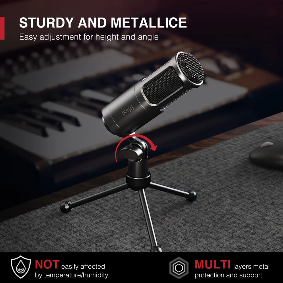 FIFINE XLR Dynamic Microphone,Vocal Podcast Mic with Cardioid Pattern, Metal Mic for Streaming/Dubbing/Video Recording,K669D - 6