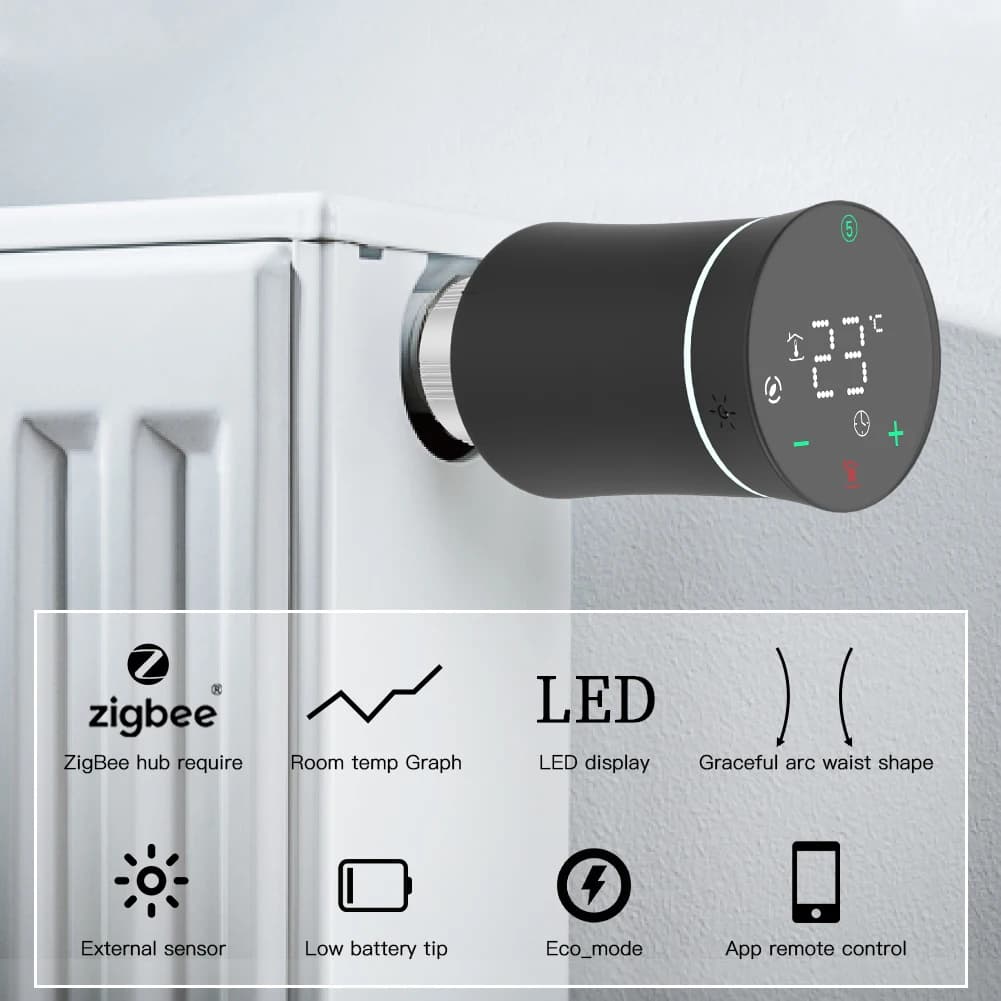 MOES ZigBee 3.0 TRV Thermostat Tuya Radiator Actuator Valve Smart Programmable Temperature Controller Alexa Google Voice Control - 2
