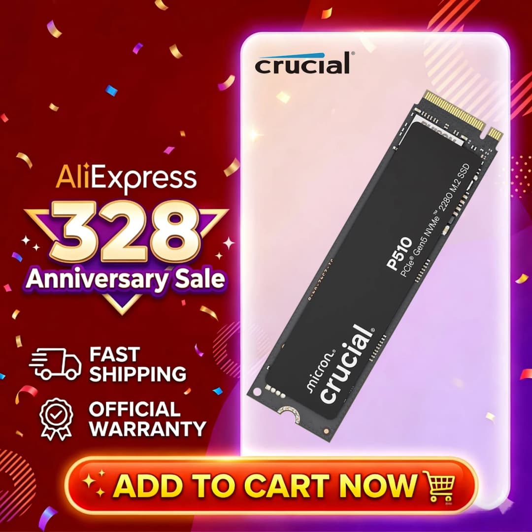 قرص صلب كروشيال P510 بسعة 1 تيرا بايت NVMe M.2 2280 PCIe 5.0 | سرعة قراءة 11000 ميجا بايت/ثانية، كتابة 9500 ميجا بايت/ثانية - ترقية من P3 بلس