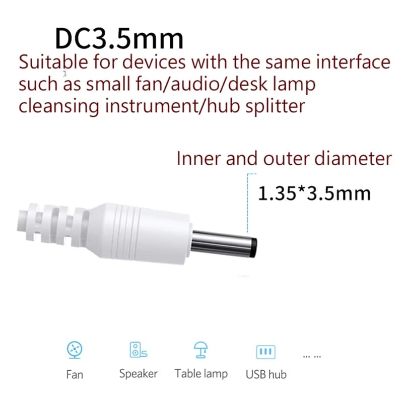 1Pc Power Cable USB to DC 3.5 X 1.35mm Straight Jack Charger Adapter Connector Cable for Router TV Box Table Lamp - 3