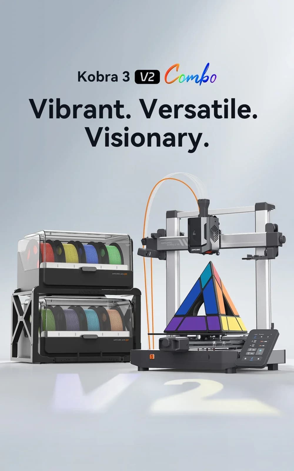 ANYCUBIC Kobra 3 V2 Combo 8 Color FDM 3D Printer 600mm/s Fast Speed Active Filament Drying Auto Leveling 255*255*260mm Size - 2