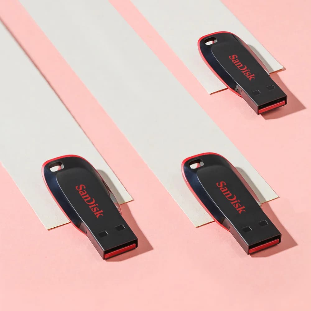 SanDisk SDCZ50 USB Flash Drive بسعة 128 جيجابايت، فلاش درايف صغير بسعة 64 جيجابايت، فلاش درايف بسعة 32 جيجابايت، USB 2.0 فلاش درايف بسعة 16 جيجابايت، عصا ذاكرة بسعة 8 جيجابايت، قرص USB للكمبيوتر