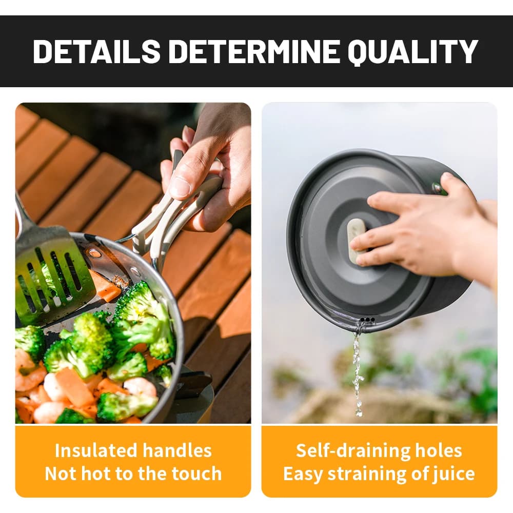 Naturehike Camping Cookware Kit Outdoor Frying Pan Portable Kettle Foldable Picnic Tableware Kitchen Utensils Cooking Utensils - 4