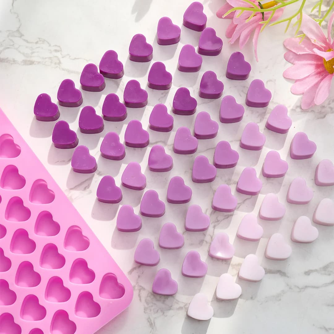 55 Compartment Heart Silicone Candle Mold Valentine's Day Candles Making Kit DIY Love Cake Chocolate Baking Mould Party Gifts - 2