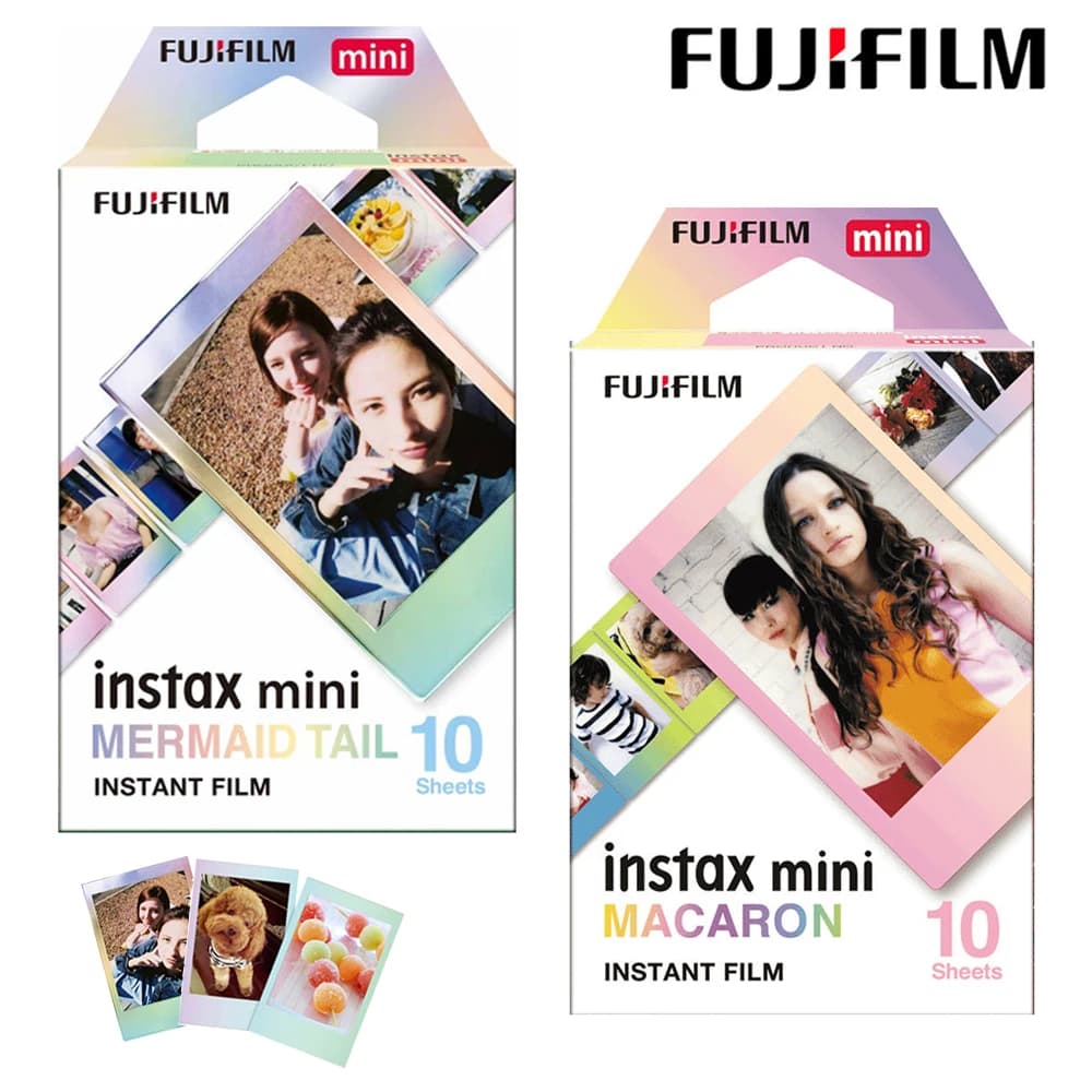 10/20 ورقة فيلم فوجي فيلم Instax Mini، ذيل حورية البحر + ماكارون، 12 لون، مناسب لكاميرات Fuji Instax Mini 11 و7s و70