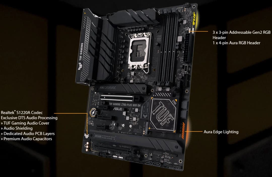 لوحة أم ASUS TUF GAMING Z790-PLUS WIFI D4 بمقبس LGA1700، معالج DDR4 بسرعة 5333 ميجاهرتز (OC)، شريحة Z790، لوحة رئيسية ATX - 4