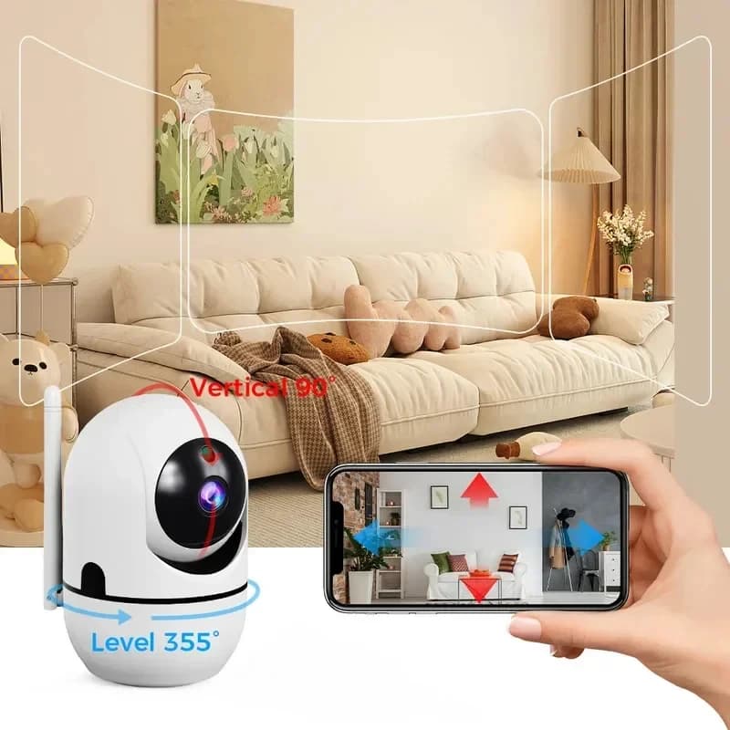 كاميرا Fuers بدقة 5 ميجابكسل بتقنية WiFi، Tuya الذكية للمنزل، داخلية لاسلكية، كاميرا مراقبة IP مع كشف الذكاء الاصطناعي وتتبع تلقائي، مراقبة أمنية للرضع - 2