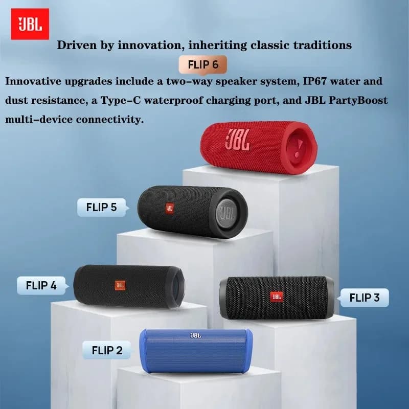 سماعة JBL Flip 6 ستيريو محمولة، مقاومة للماء IP67، باس عميق، عمر بطارية طويل، مشغل موسيقى للسفر - 2