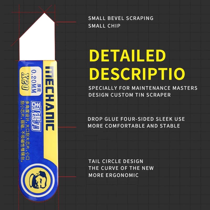MECHANIC X20/X22 High Toughness Tin Scraper Solder Paste Scraping Knife for Mobile Phone Repair Tools Thickness 0.2mm - 2