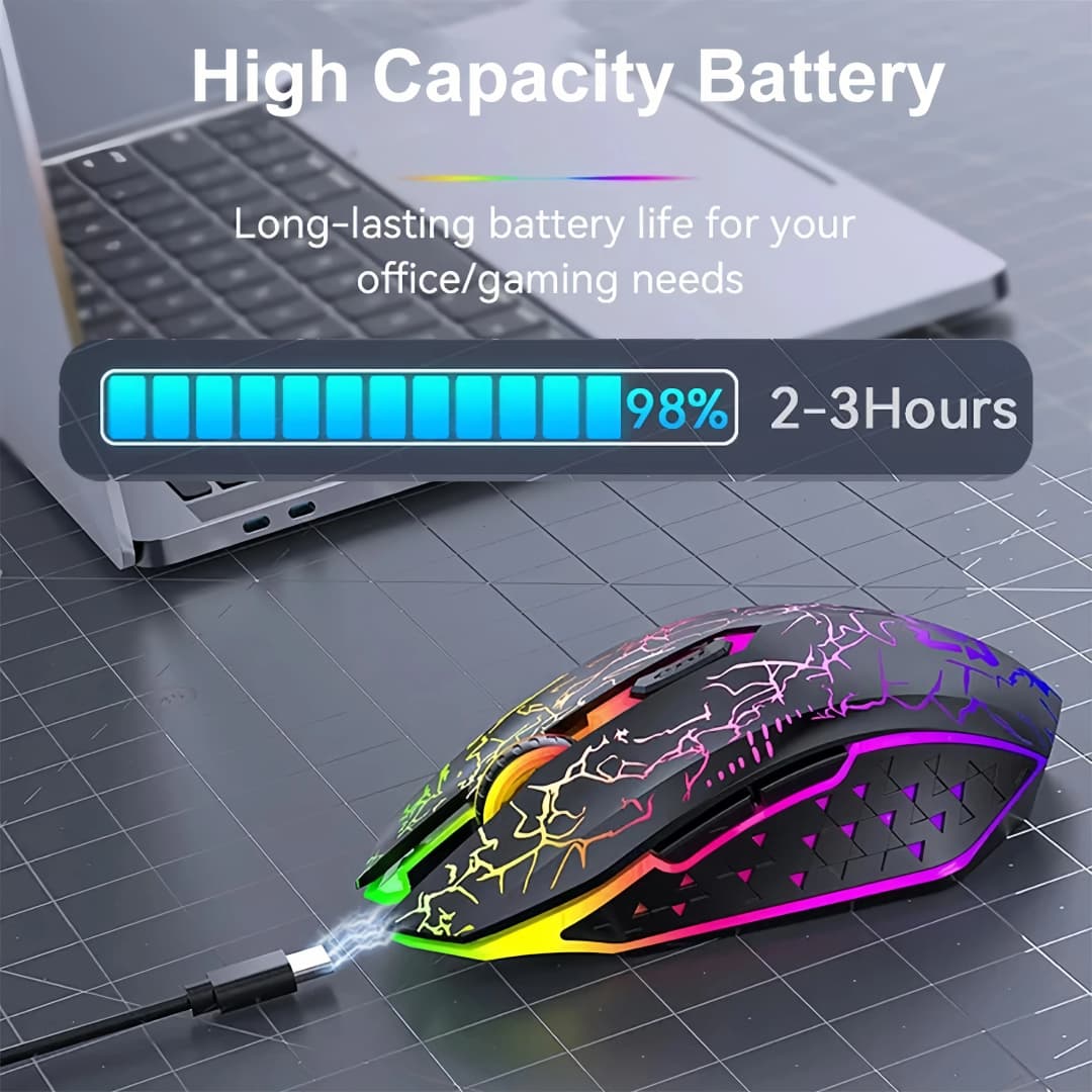 ماوس لاسلكي بلوتوث 5.2 ماوس ألعاب RGB ماوس صامت ماوس قابل لإعادة الشحن 800-1200-1600 DPI ماوس للكمبيوتر المحمول ماك بوك - 2