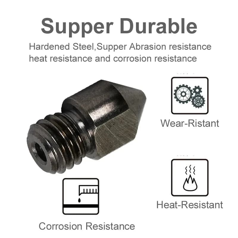 Creality MK8 Hardened Steel Nozzle 0.4mm, High Temp & Wear Resistant for Ender 3/3 Pro/S1 & CR-10 Series 3D Printer Nozzle - 2
