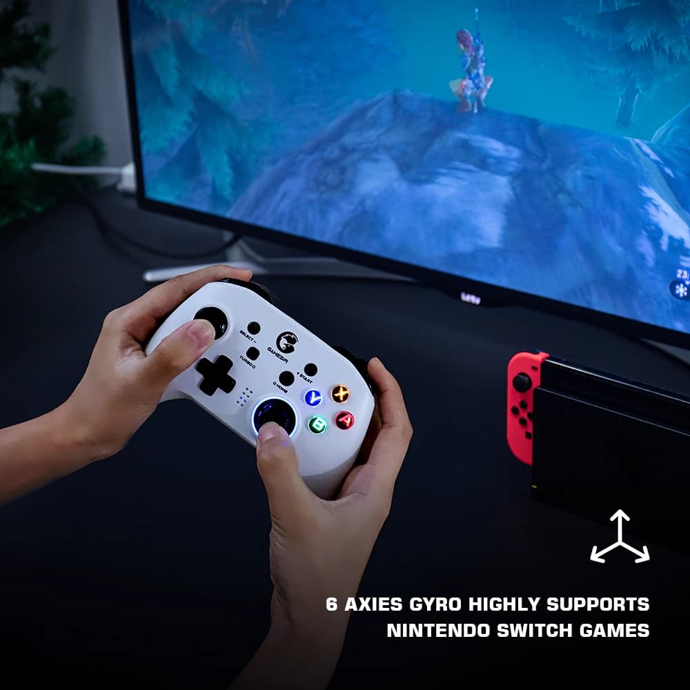 وحدة تحكم الألعاب بلوتوث GameSir T4 Pro الإصدار الأبيض 2.4G ذراع تحكم لاسلكي لنينتندو سويتش كمبيوتر هاتف محمول ألعاب كلاود - 3