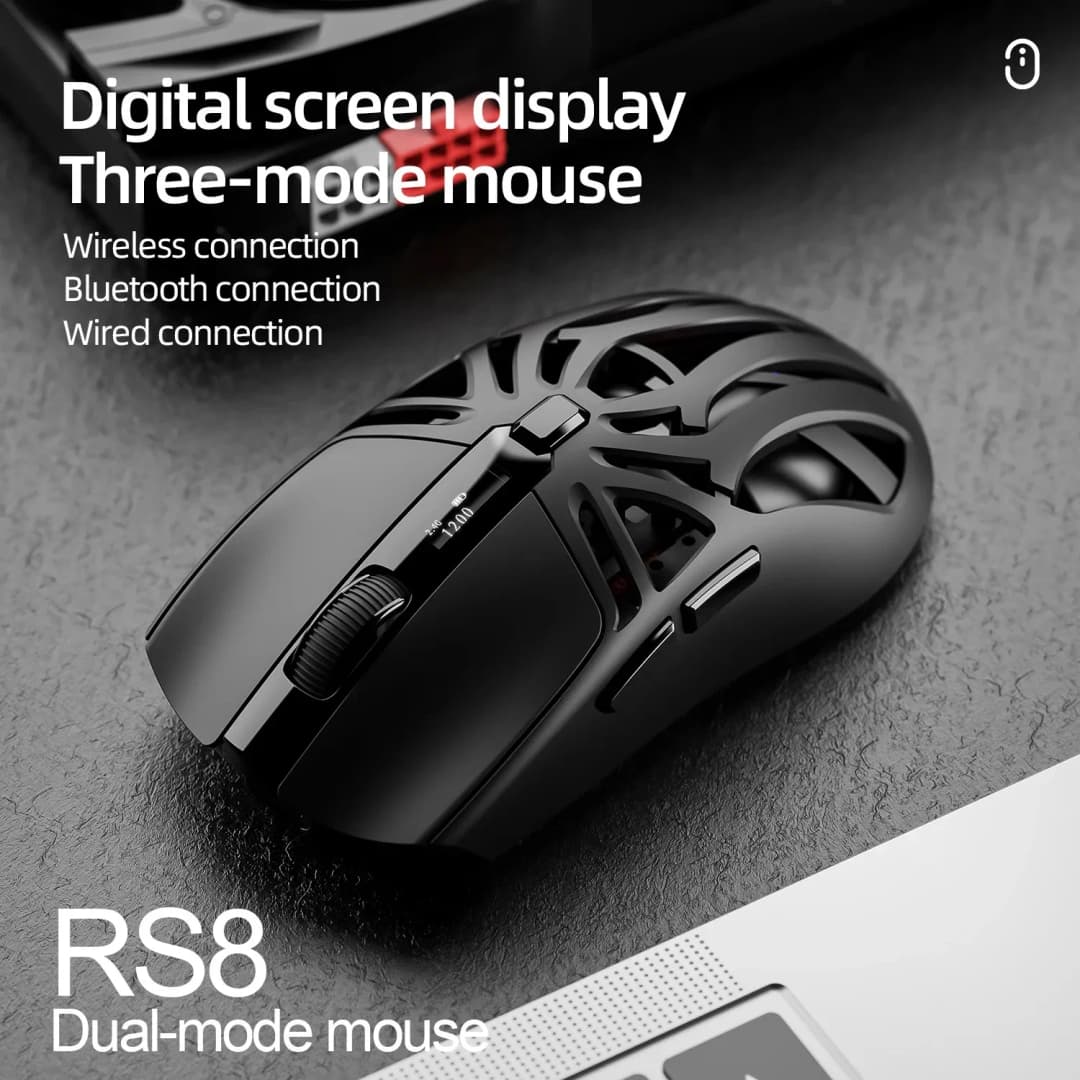 ماوس ألعاب لاسلكي SMILWOLF RS8 بثلاثة أوضاع، بلوتوث 5.1، 2.4G سلكي، 24000 DPI، 6 أزرار، 70 جرام، 1000Hz، إضاءة RGB للاعبي الكمبيوتر - 3