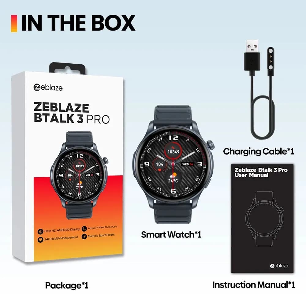New Zeblaze Btalk 3 PRO 1.43" AMOLED Display Smart Watch Bluetooth Phone Callings Health and Fitness Tracking Smartwatch - 6