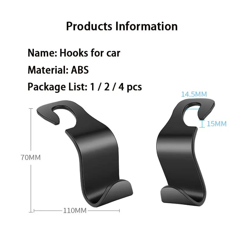 4Pcs Car Seat Back Hook Rear Interior Portable Hanging Bag Purse Holder Universal Storage Auto Fastener Clip for Car Accessories - 5