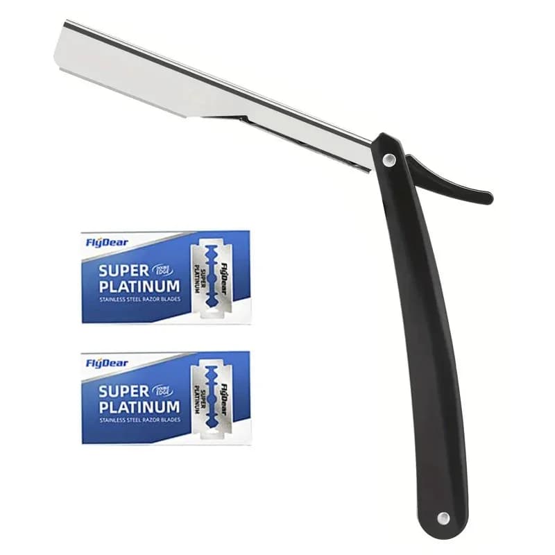 Professional Manual Shaver Straight Edge Stainless Steel Sharp Barber Razor Folding Shaving Beard Cutter with 10/20/30pcs Blades - 4