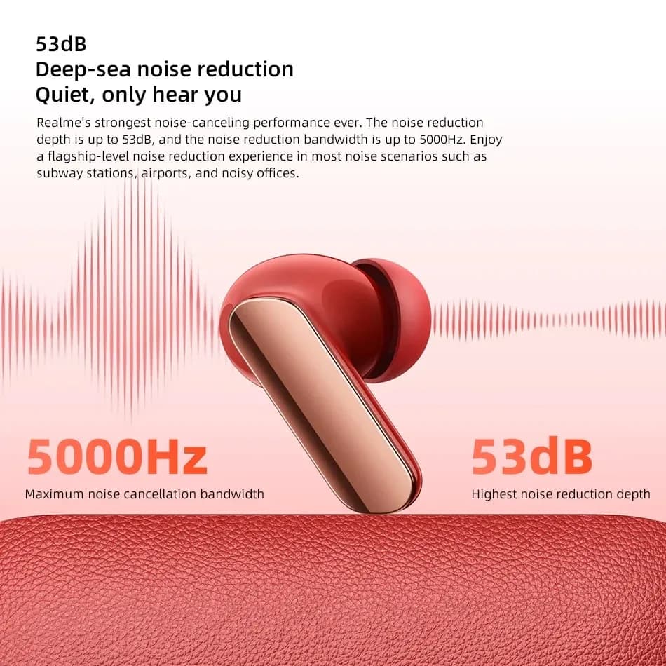 الإصدار العالمي realme Buds Air 7 Pro إلغاء ضوضاء نشط 53dB سماعة أذن لاسلكية حقيقية بطارية 48 ساعة بلوتوث 5.4 سماعة رأس - 4
