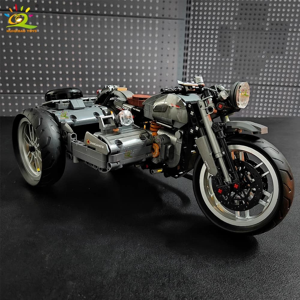 HUIQIBAO 808 قطعة MOC دراجة نارية تقنية، مكعبات بناء، لعبة متسابق موتو للأطفال والبالغين - 2