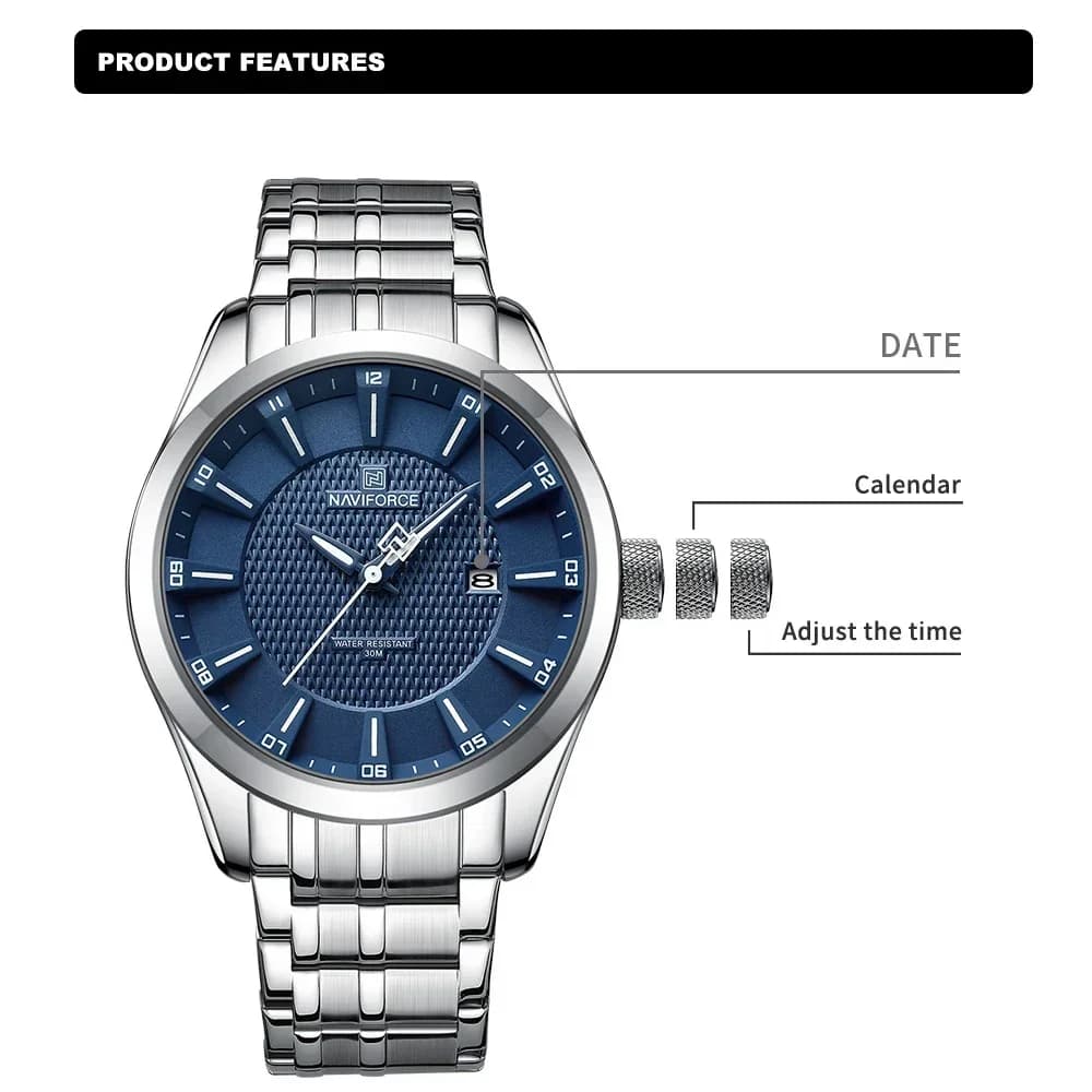 NAVIFORCE Brand Business Luxury Watch Men Clock Waterproof Luminous Quartz Stainless Steel Wristwatch Fashion Mens Watches - 3