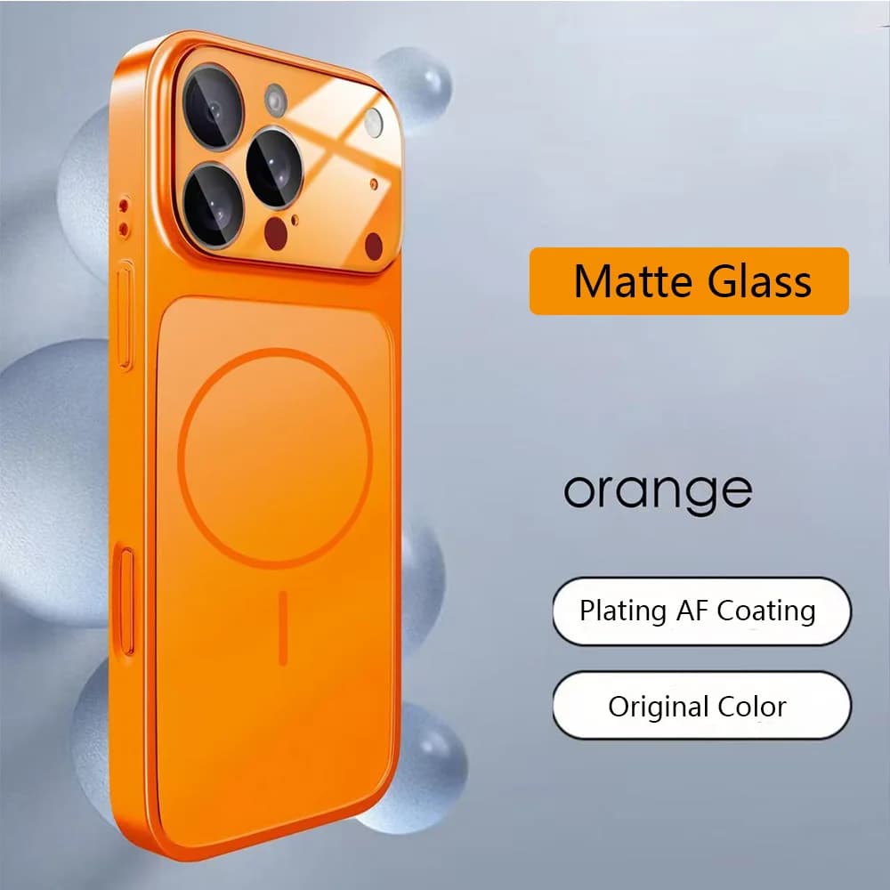 زجاج نانو مات أصلي لغطاء شحن لاسلكي مغناطيسي لجهاز iPhone 17 16 15 14 13 12 11 Pro Max 17، غطاء مغناطيسي