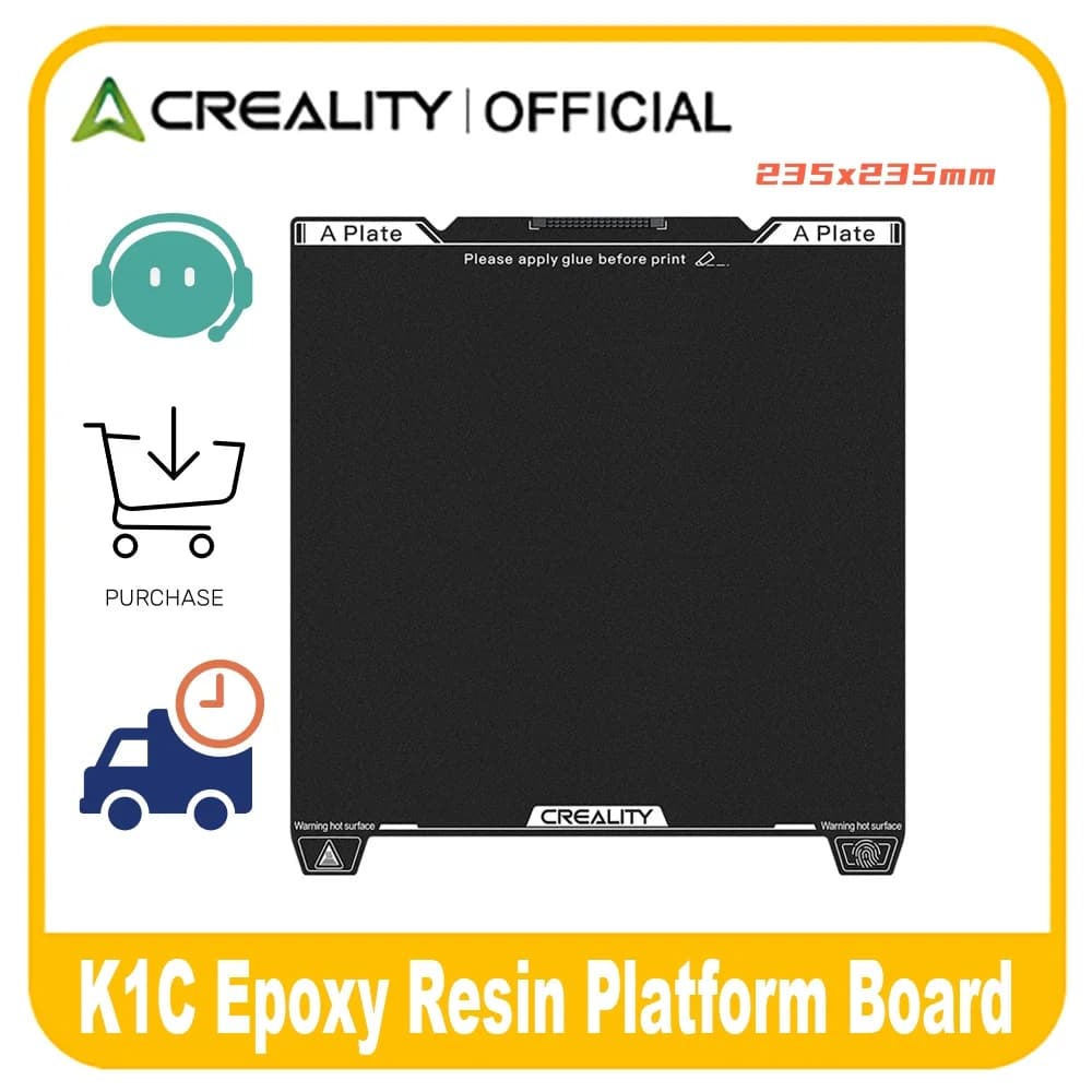 لوحة بناء رسمية من كرياليتي K1C/K1 SE، مقاس 235x235mm، سطح راتنج إيبوكسي مغناطيسي مرن، لوحة سرير من فولاذ الربيع، متوافقة مع K1C,K1 SE