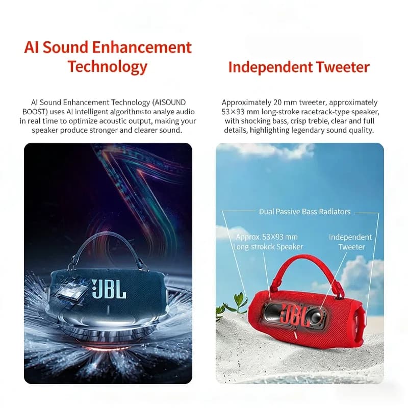 JBL Charge 6 سماعة بلوتوث لاسلكية محمولة IPX7 مقاومة للماء مع بنك طاقة بطارية 20 ساعة سماعة بووم بوكس للسفر والخارج - 4