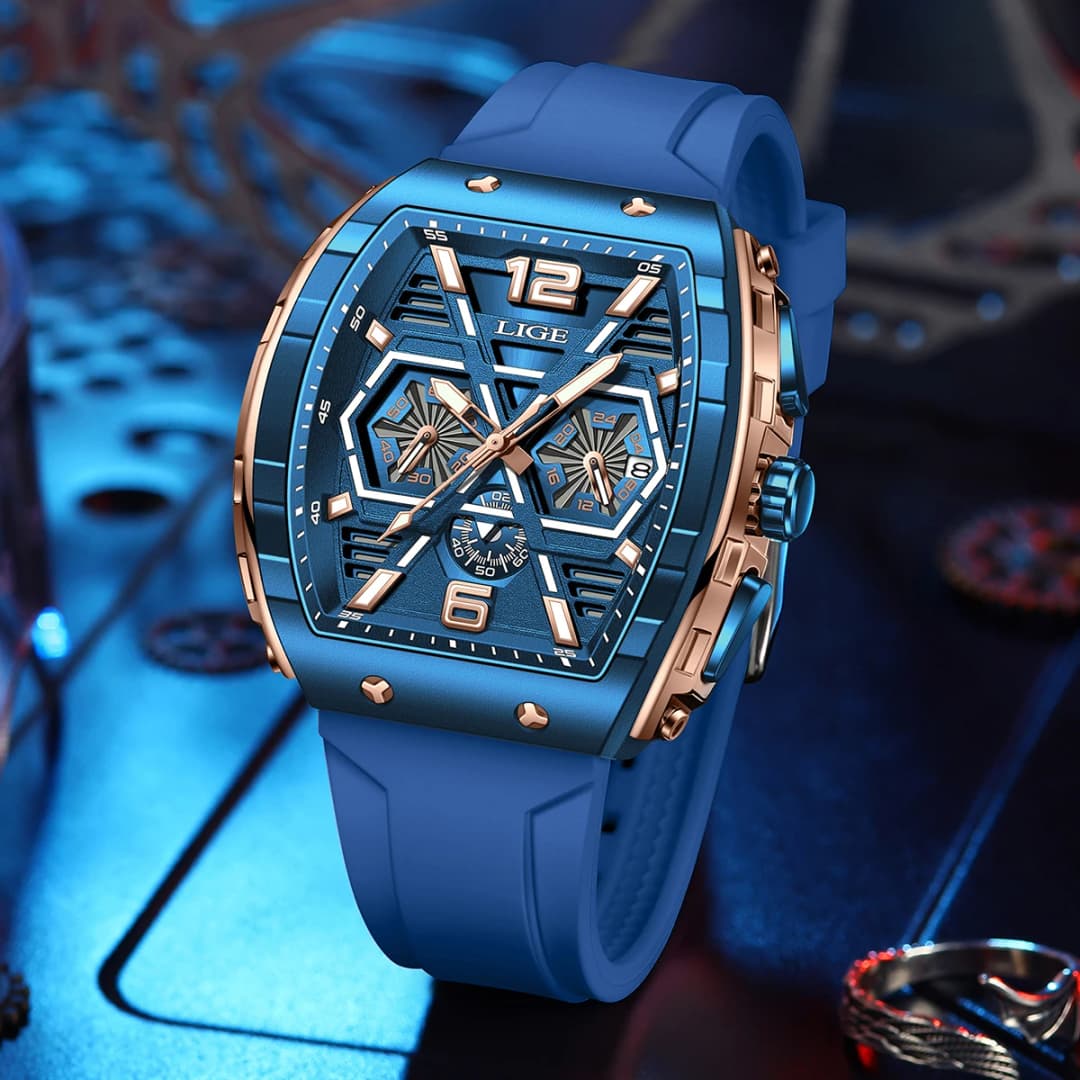 LIGE New Strong Luminous Watch For Men Fashion Military Square Watch Men Sport Chronograph Waterproof Watches Reloj Hombre+BOX - 4