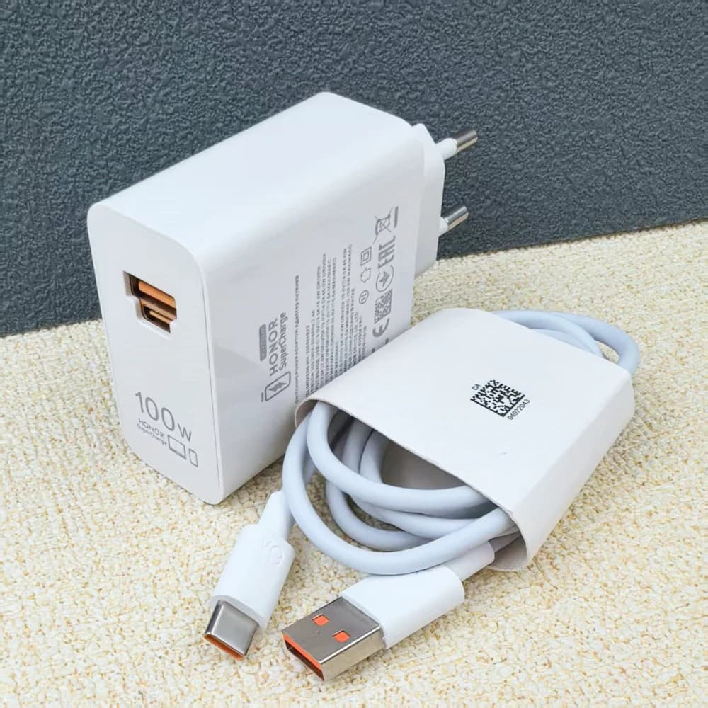 شاحن هونر 100 واط EU سوبر تشارج PD/QC 3.0 بمنفذين للشحن السريع لهونر 400 300 200 100 برو ماجيك 7 6 مع كابل Type C بطول 1/1.5/2 متر