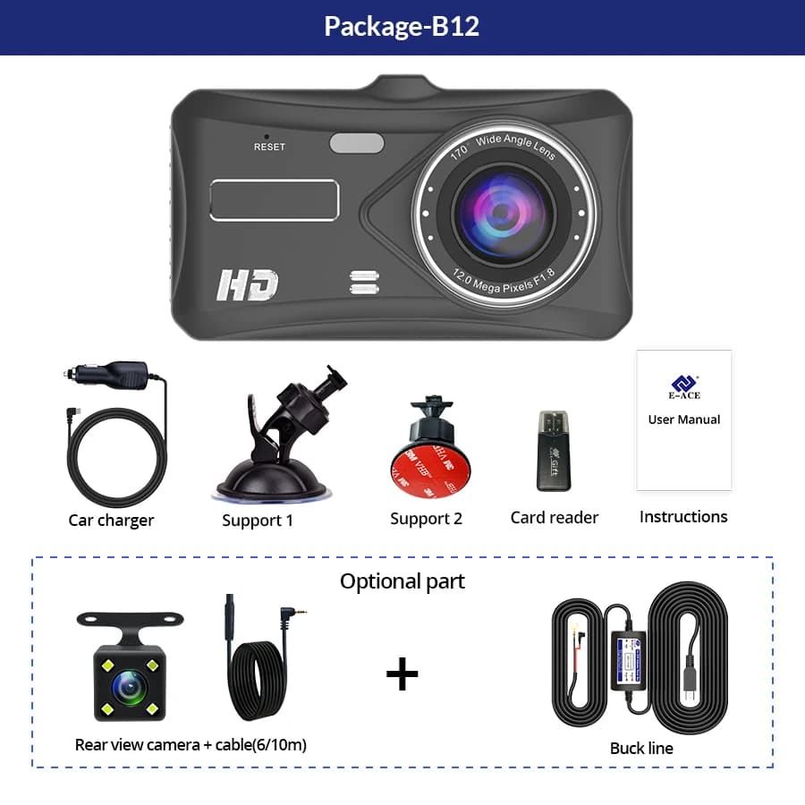 Dash Cam Camera Car HD 1080P Touch Night Vision Video Recorder Vehicle CAR DVR Black Box Driver Recorder Front and Rear Dashcam - 6