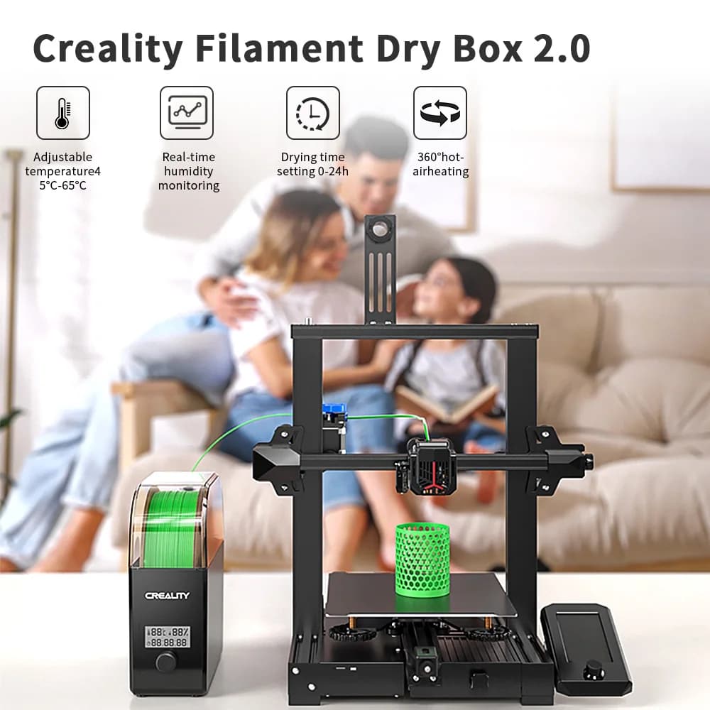مجفف خيوط كرياليتي مع مروحة ترقية صندوق تجفيف الخيوط 1 كجم PLA PETG ABS TPU صندوق تخزين مجفف الخيوط حامل بكرة الخيوط - 5