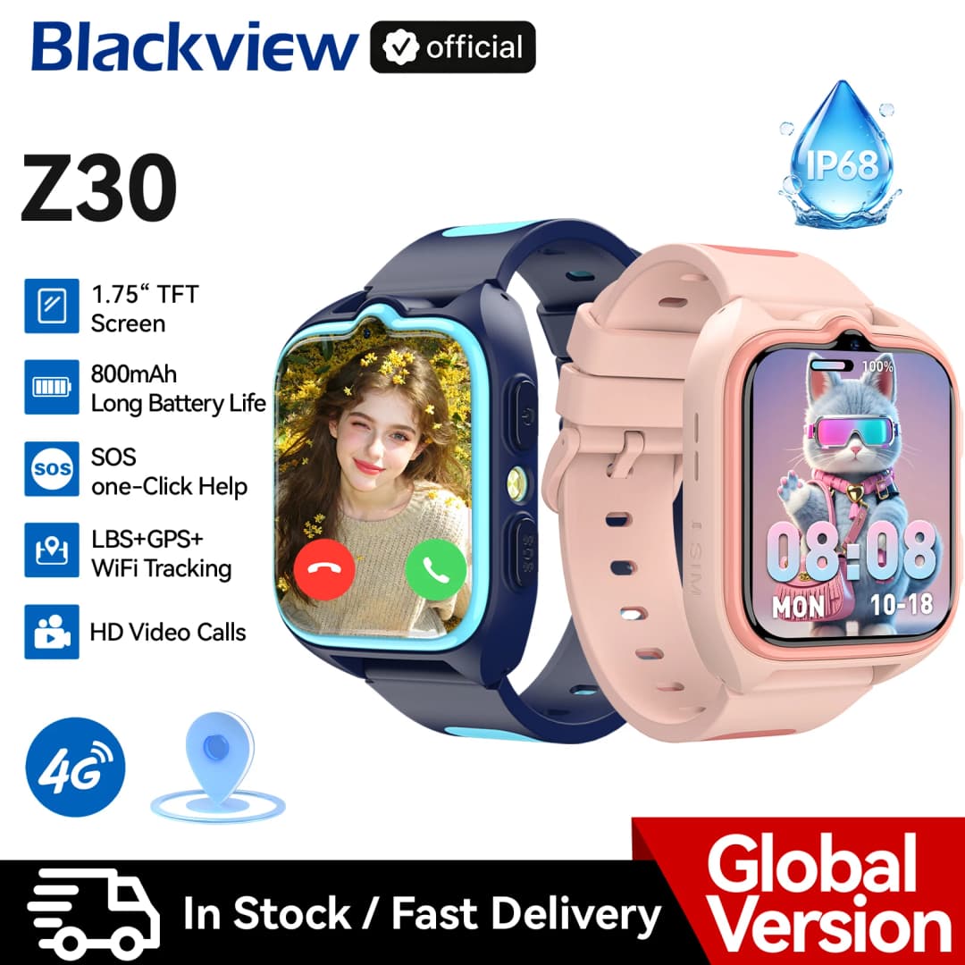ساعة Blackview Z30 للأطفال الذكية، ساعة هاتف للأطفال، LBS+WiFi+GPS ثلاثية AI لتحديد المواقع، مكالمة فيديو 4G، ساعة ذكية لساعة الهاتف