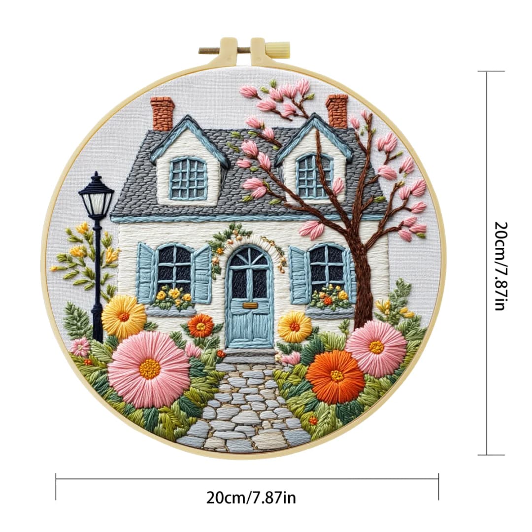 قطعة واحدة 20X20 سم/7.87 بوصة حديقة أمام المنزل مجموعة بدء التطريز DIY مجموعة للمبتدئين فن الرسم والخياطة - 5