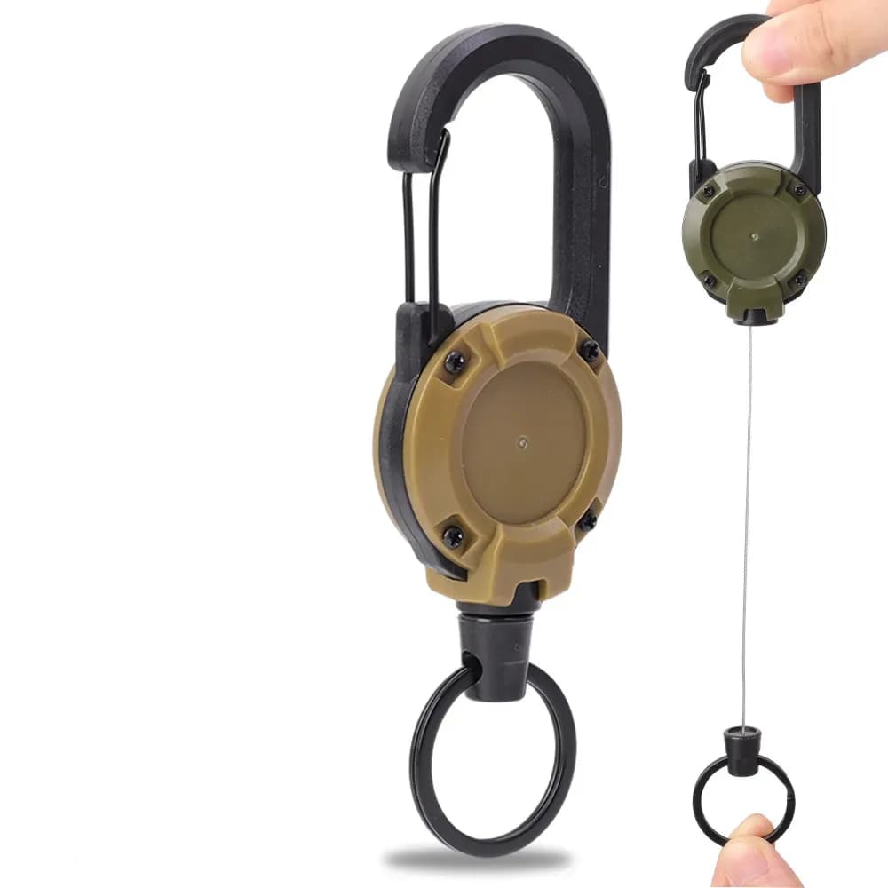Retractable Heavy Duty Pull Reel Carabiner Key Chains Strong Steel Wire Rope Buckle Spring Key Ring Outdoor Sporty Keychain Tool - 2