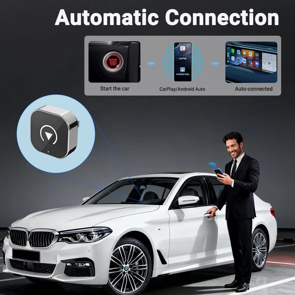 محول جديد صغير 2 في 1 لاسلكي CarPlay وAndroid Auto 5GHz واي فاي، Type-C/USB تشغيل فوري صندوق ذكي لإكسسوارات السيارة - 6
