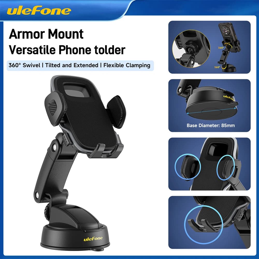 حامل هاتف Ulefone Armor، قابل للدوران 360 درجة، ذراع قابل للسحب، للهواتف Ulefone