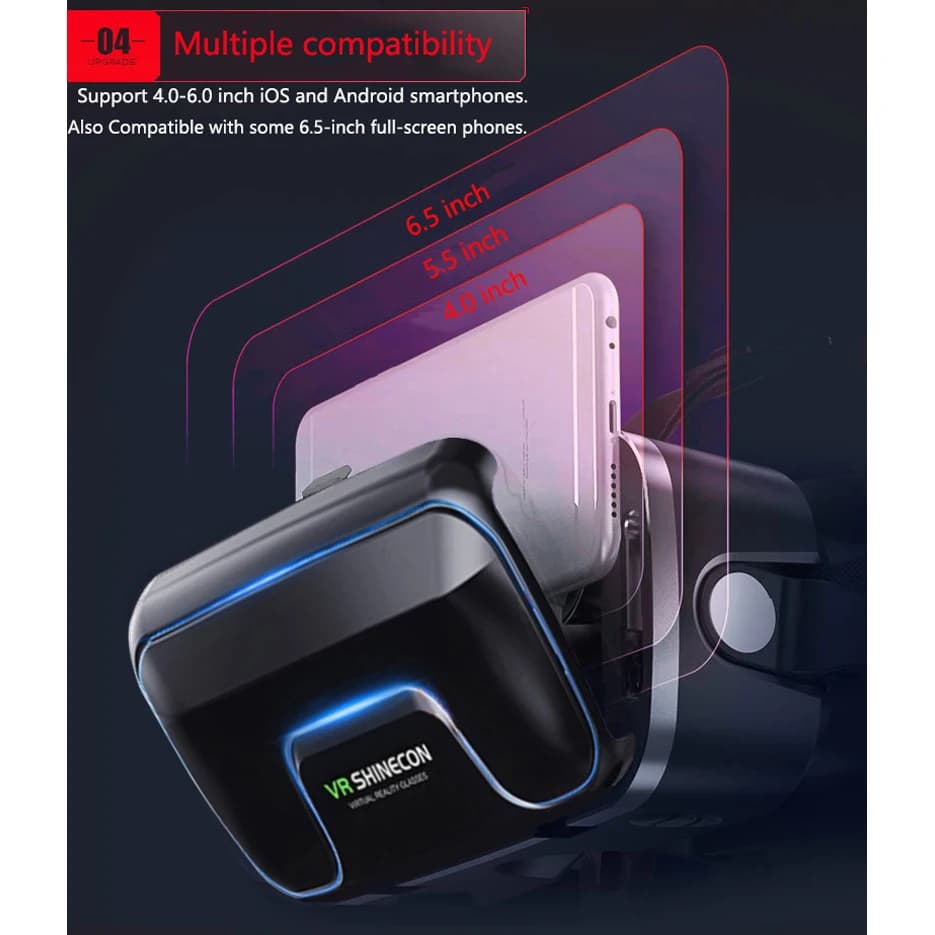 VR Shinecon 10.0 خوذة نظارات ثلاثية الأبعاد الواقع الافتراضي نتوء (غطاء) للهواتف الذكية نظارات الهاتف الذكي سماعة Viar لعبة فيديو مناظير - 5