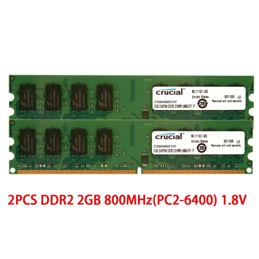 Crucial DDR3 DDR2 DDR3L PC Desktop RAM 2GB 4GB 8GB KIT (2x4G)(2x8G) 1600 1333 1866MHz Memory DIMM PC2-6400 5300 PC3-12800 14900 - 2