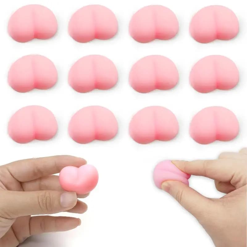 10Pcs Fun Noctilucent Butt Mochi Squeeze Stereo Relieve Stress Peach Bum Sticker Mobile Phone Decoration Accessories Toy - 4