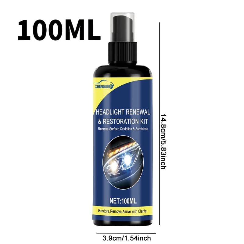 100ml Ceramic Headlight Restoration Spray, Premium Car Headlight Repair Tool - Removes Yellowing and Oxidation, Restores Clarity, Long-Lasting Light Coating Protection Spray - 6