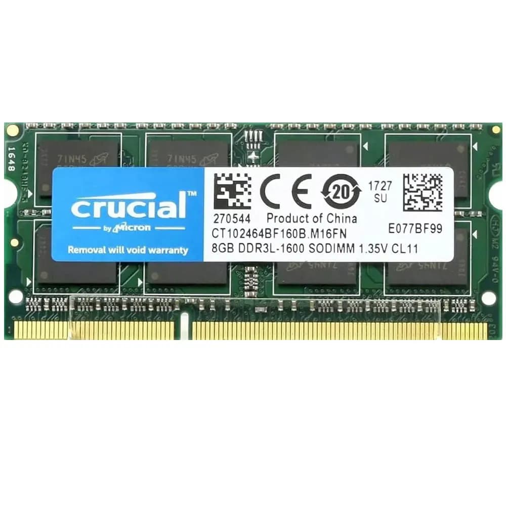 ذاكرة رام لابتوب كروشيال DDR3/DDR3L بسعة 8 جيجابايت، تردد 1600 ميجاهرتز/1866 ميجاهرتز، متوافقة مع إنتل وAMD، جهد 1.5V/1.35V - 3