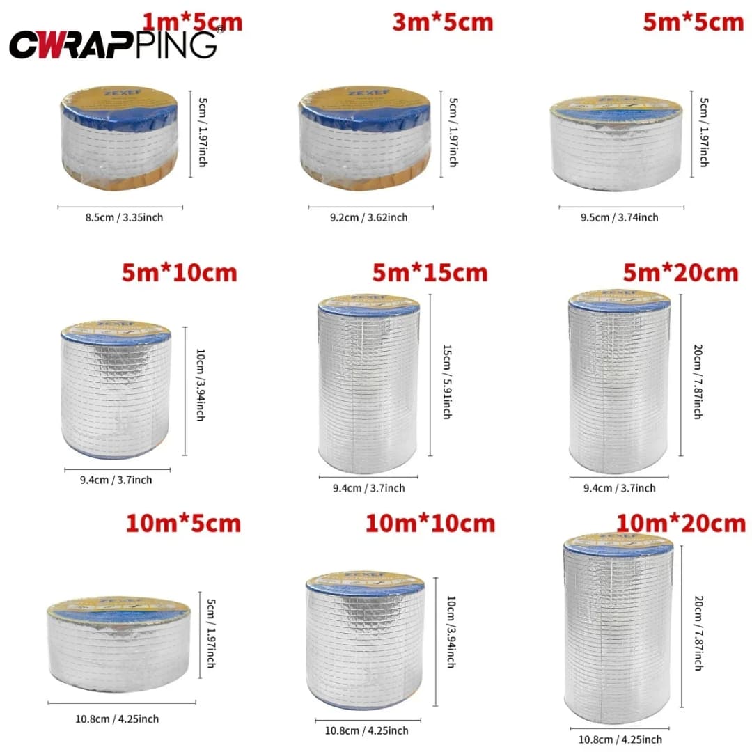 Super Sticky Aluminum Foil Butyl Rubber Tape High Temperature Resistance Waterproof Roof Pipe Stop Leak Crack Duct Repair Tape - 6