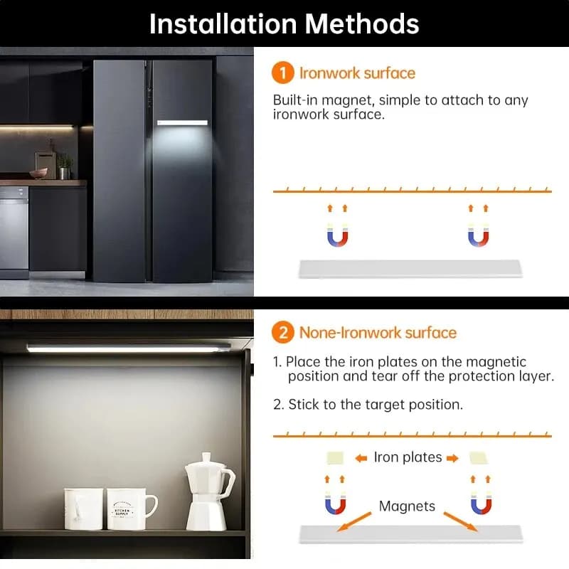 LED Motion Sensor Light Night Light Wireless USB Under Cabinet Light For Kitchen Cabinet Bedroom Wardrobe Sensor Indoor Lighting - 6